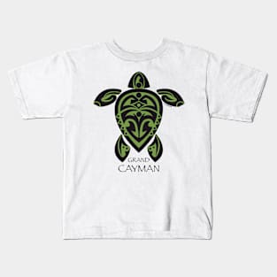 Black & Green Tribal Turtle Tattoo / Grand Cayman Kids T-Shirt